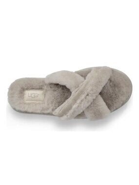 UGG Abela Gray Genuine Shearling Flip Flop